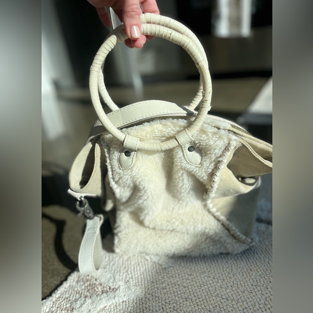 Free People suede leather ivory crossover bag